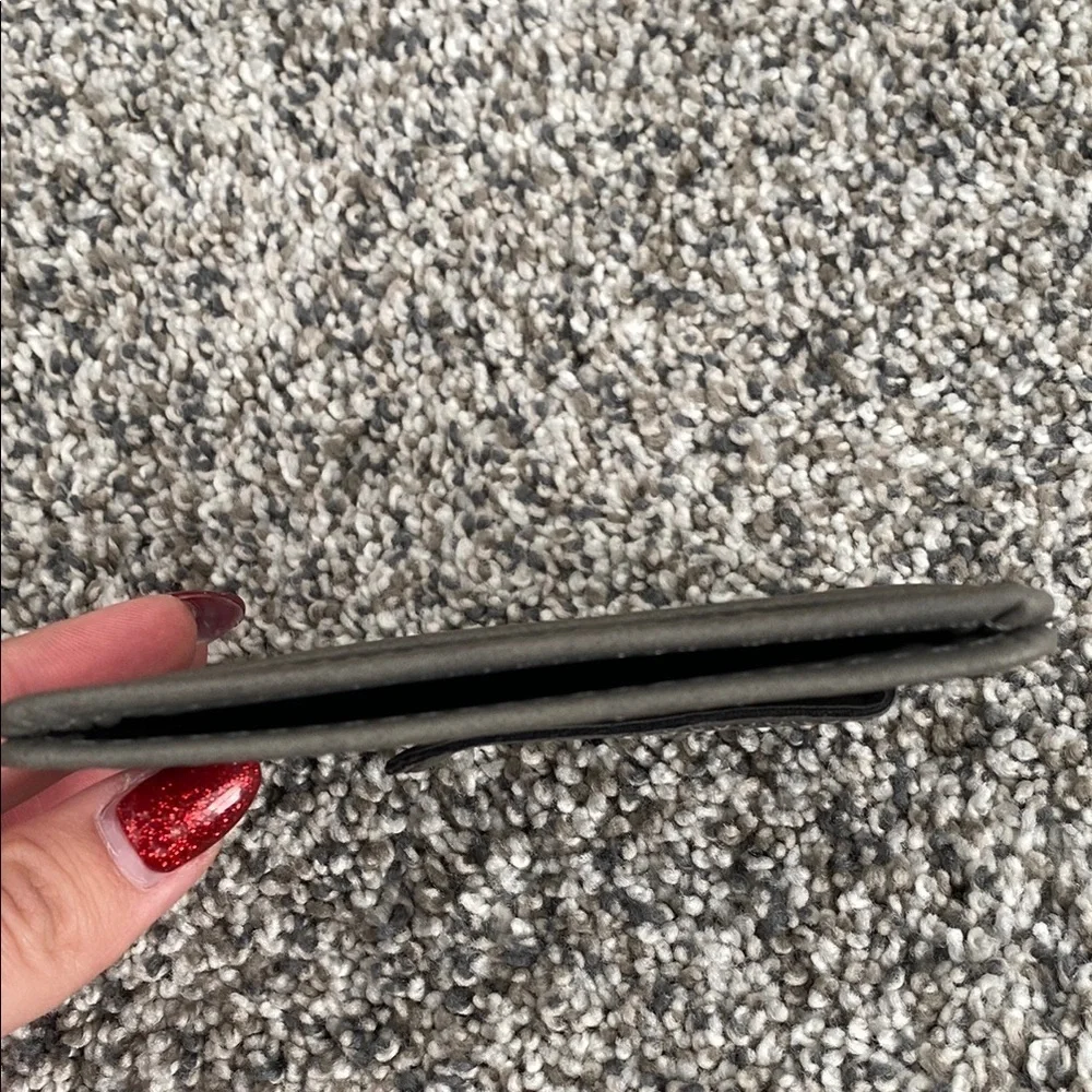 Dark Gray Leather Card Holder with Minimalist Design and OHIO STATE Logo